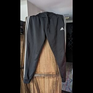 Adidas Black Joggers with White Accents